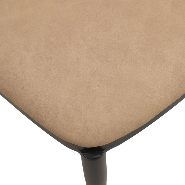 Leisuremod Tule Collection Dining Chair, Walnut Frame with Brown Leather Walnut/Brown Closeup.