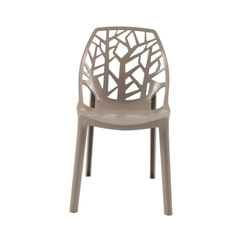 LeisureMod Modern Cornelia Dining Chair Solid Taupe Front View.