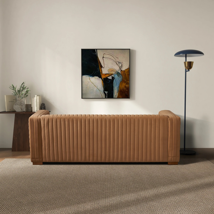 Elara Sofa Mocha Velvet Back Photo.