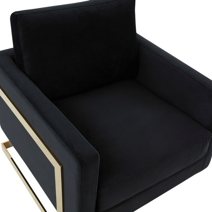 Lincoln Velvet Accent Armchair with Gold Frame Midnight Black Photo
