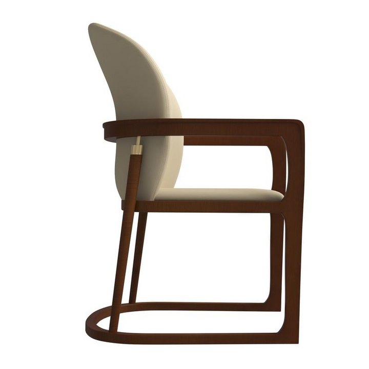 LeisureMod Svelta Elegant Wooden Dining Chair in Toupe Side View.