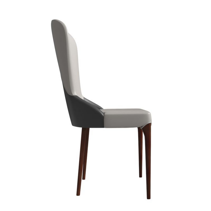 LeisureMod Havana Collection Modern Wooden Dining Chair in Grey Side View.