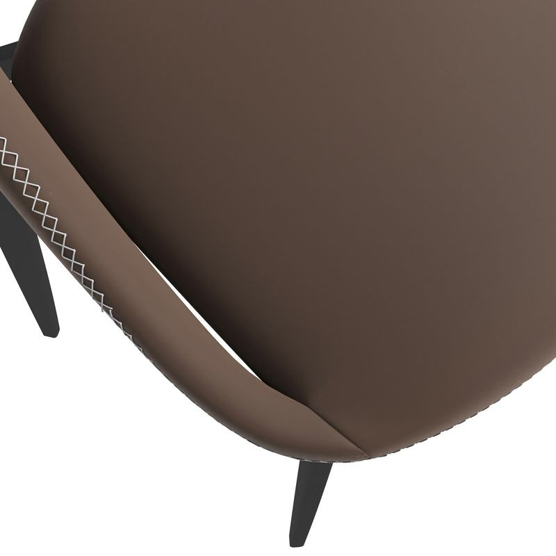 LeisureMod Amalfi Collection Fabric Modern Dining Chair in Light Brown Closeup.