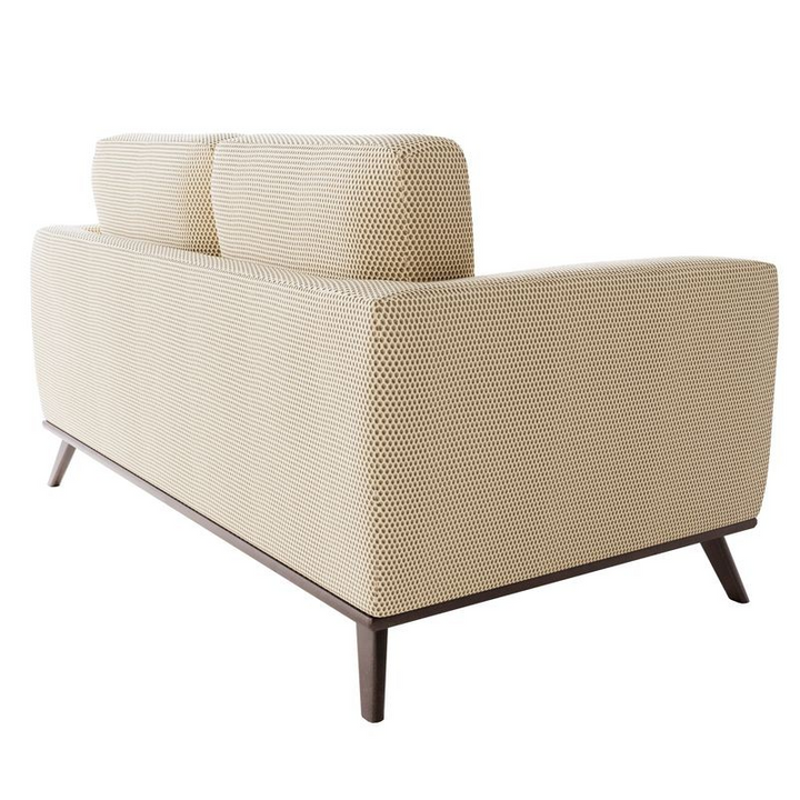 LeisureMod Chester Modern Faux Leather Loveseat in Beige Mesh Back View.