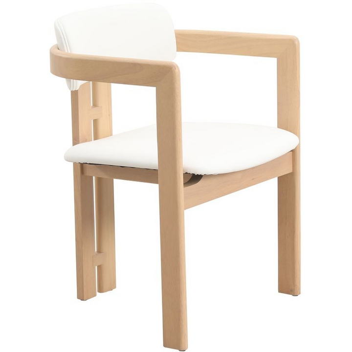 LeisureMod Velo Series Modern Dining Chair in Natural Wood with White Seat