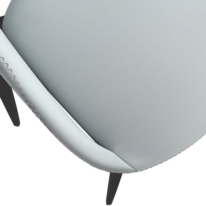 LeisureMod Amalfi Collection Modern Fabric Dining Chair in Coconut White Closeup.