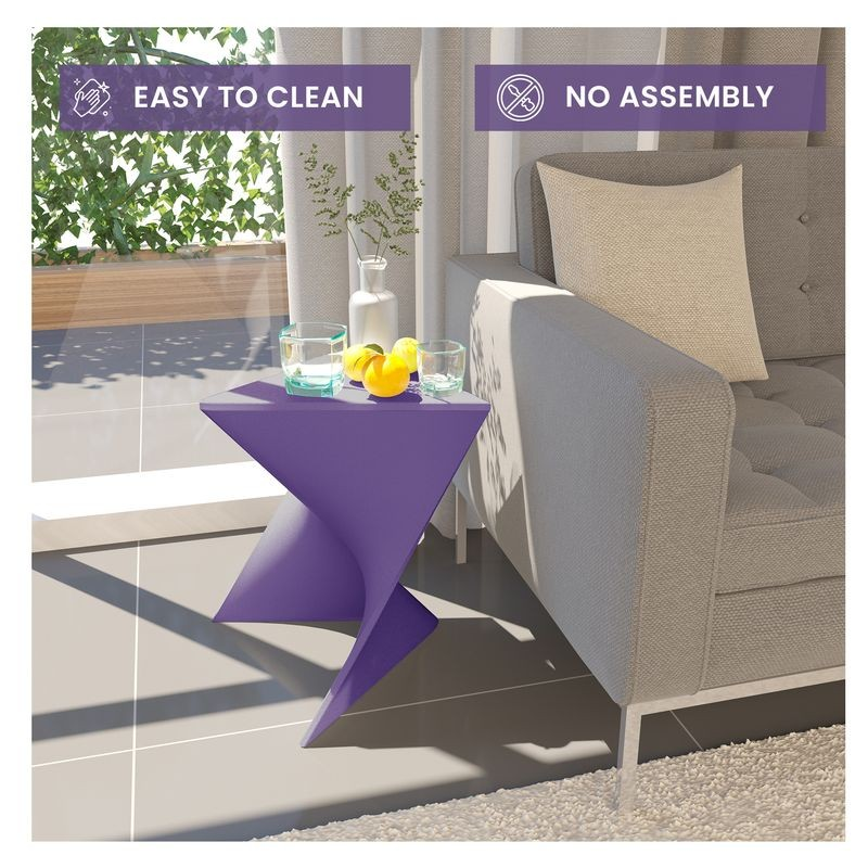 LeisureMod Randolph Modern Side Table Set of 2 Purple at Couch.