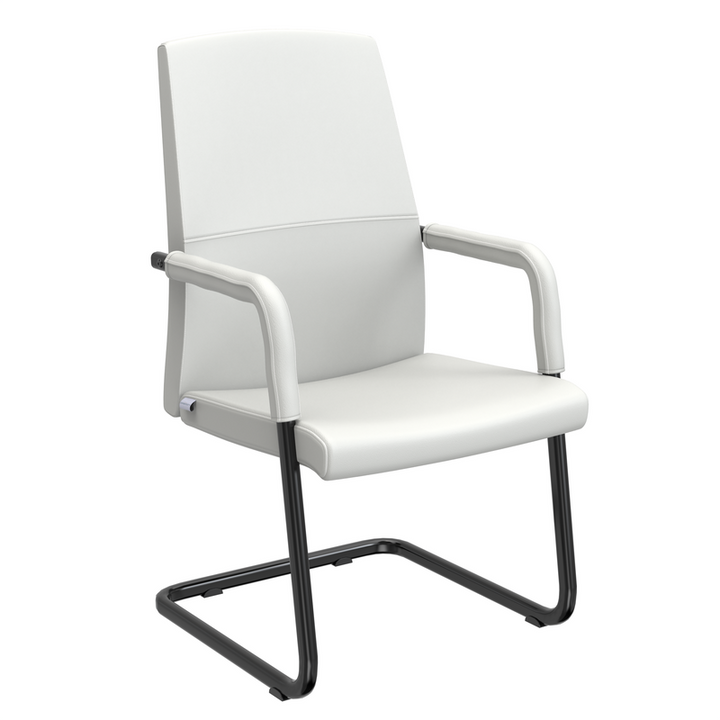 LeisureMod Evander Office Guest Chair in White Leather