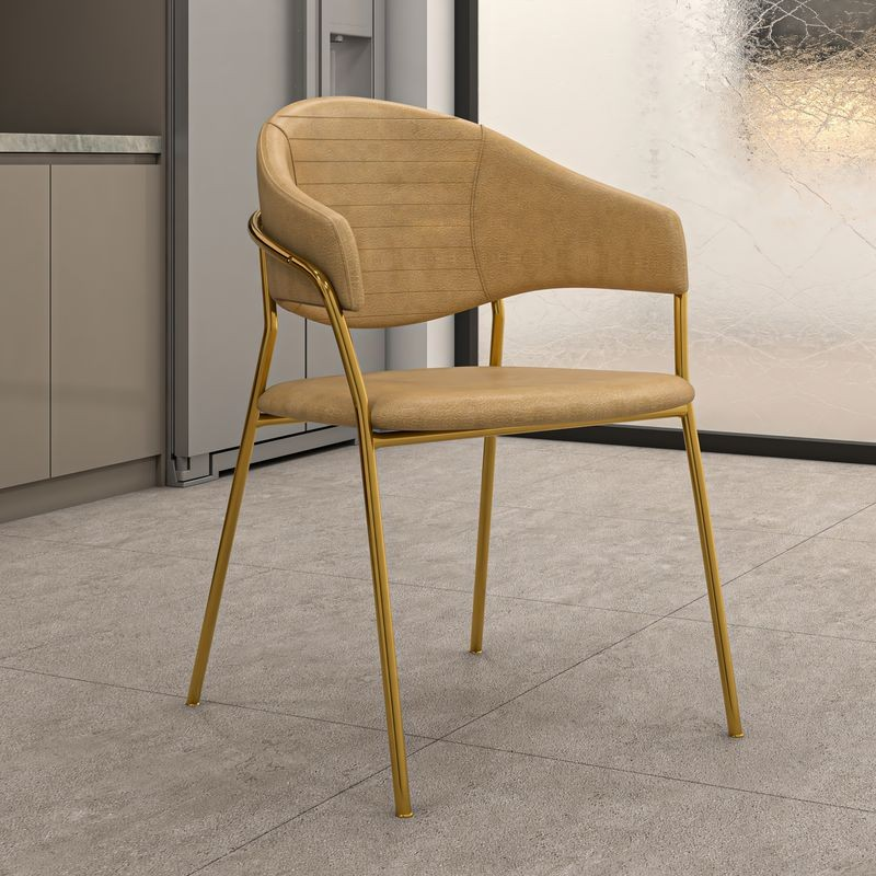 LeisureMod Bella Collection Modern Dining Chair in Toupe with Background.