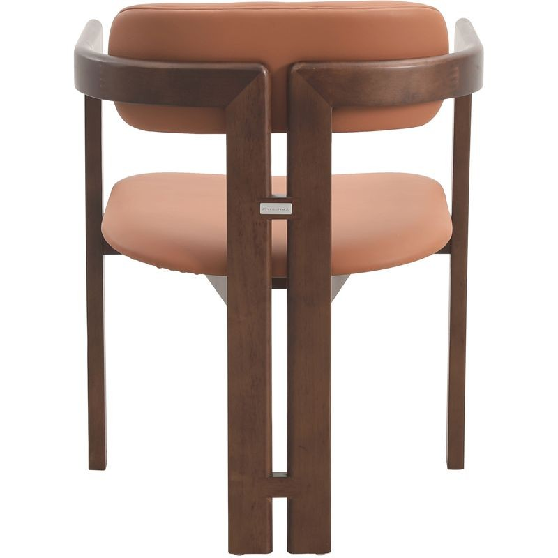 LeisureMod Velo Series Modern Dining Chair in Black Walnut Wood with Dark Brown Seat Back View.