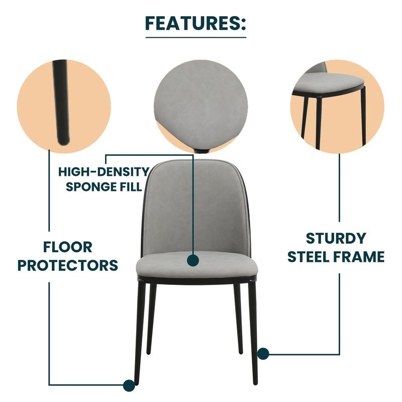 Gray chair with features highlighted on a white background.