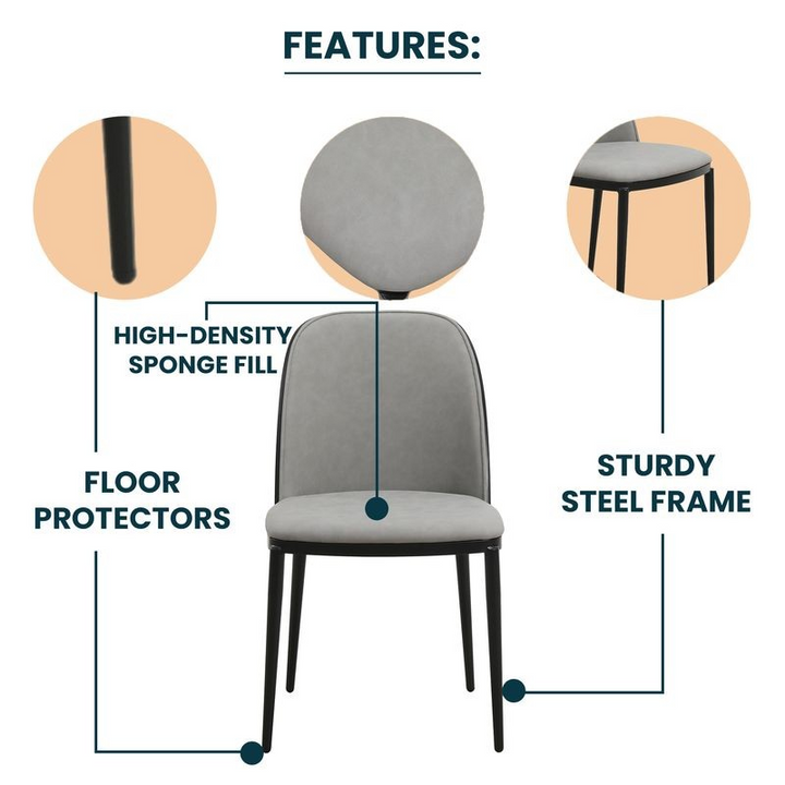 Gray chair with features highlighted on a white background.