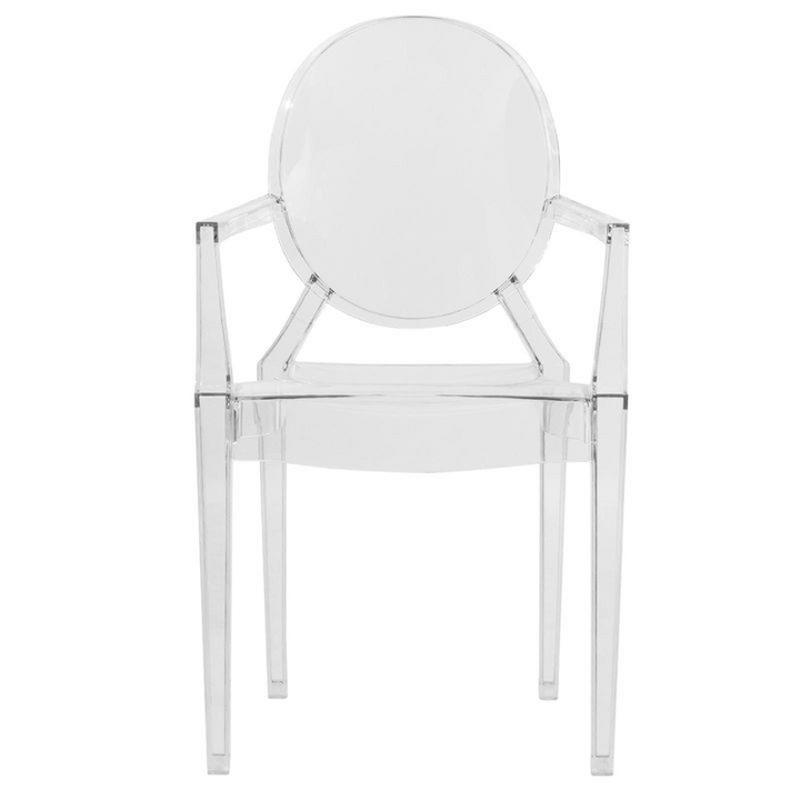 LeisureMod Carroll Modern Acrylic Dining Side Chair Front View.
