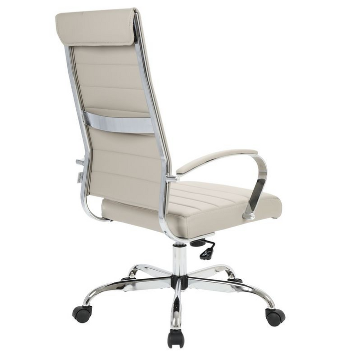 LeisureMod Benmar High-Back Leather Office Chair Tan Back View.