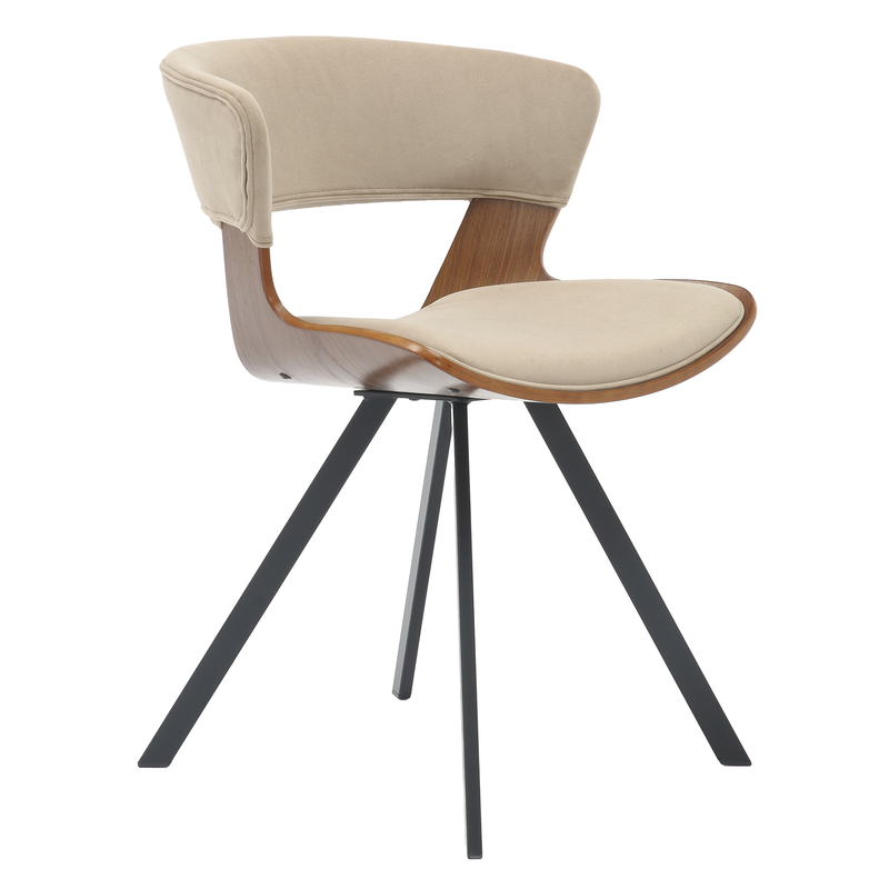LeisureMod Wooden Dining Chair Modern style Nymia Collection Walnut Color in Light Brown Front Angled View.