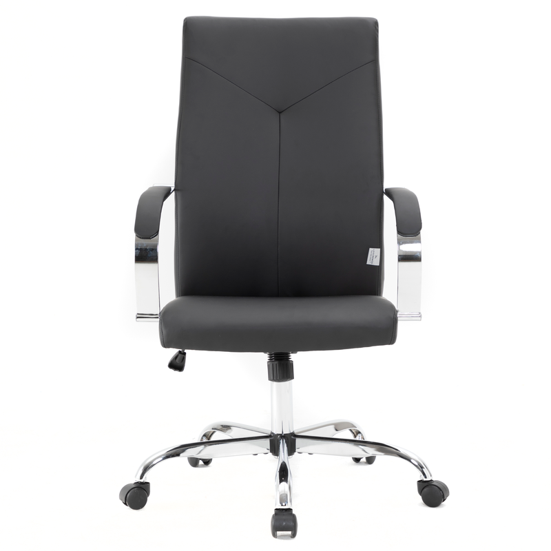 LeisureMod Sonora Modern High-Back Leather Office Chair Black Front View.