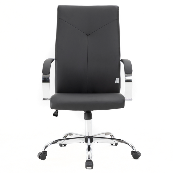 LeisureMod Sonora Modern High-Back Leather Office Chair Black Front View.