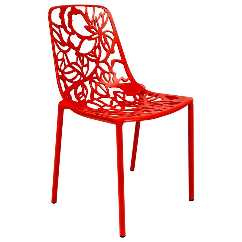 LeisureMod Modern Devon Aluminum Chair Red