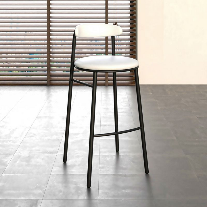 LeisureMod Lume Collection Modern Bar Stool in White Front View.