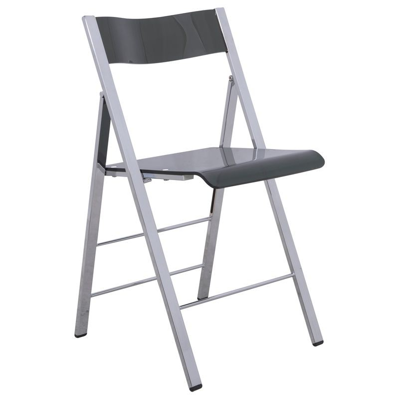 LeisureMod Menno Modern Acrylic Folding Chair Transparent Black