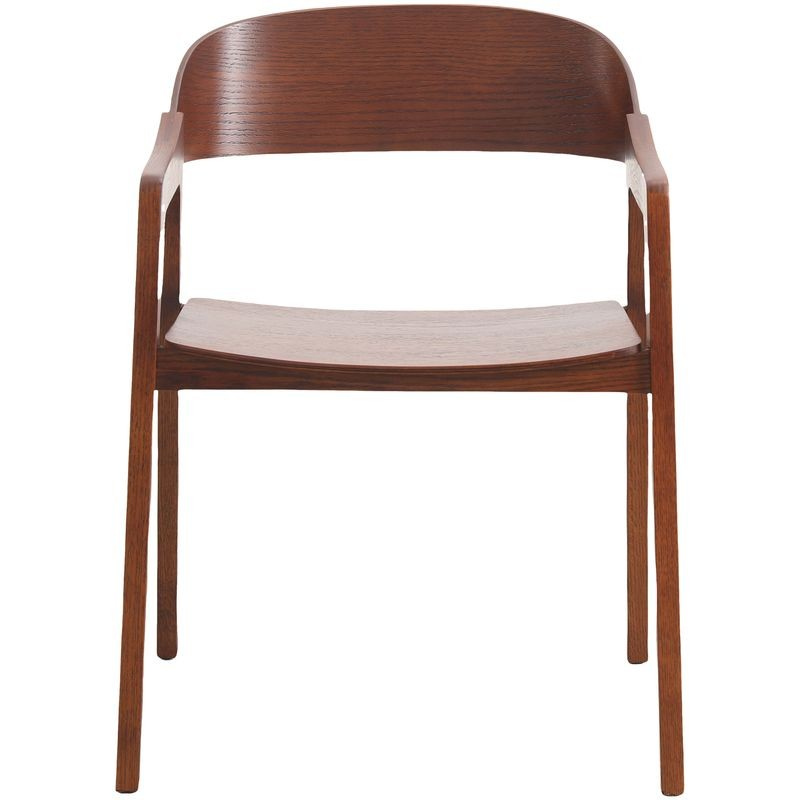 LeisureMod Rivo Collection Elegant Dining Chair in Dark Brown Wood Front Chair.