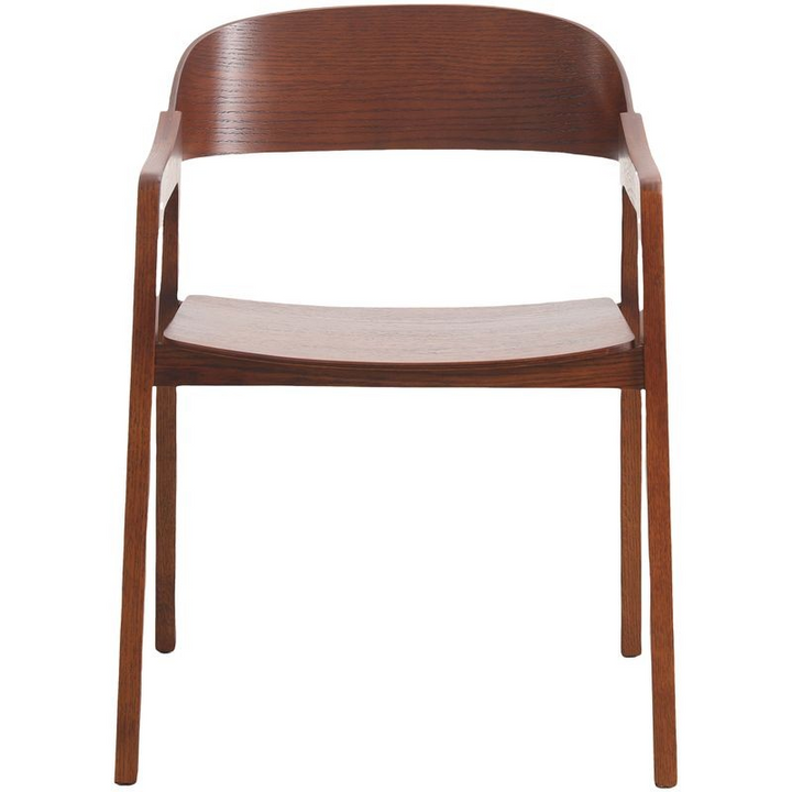 LeisureMod Rivo Collection Elegant Dining Chair in Dark Brown Wood Front Chair.