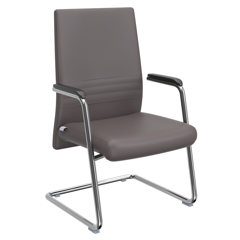 LeisureMod Aleen Series Guest Office Chair in Grey Leather