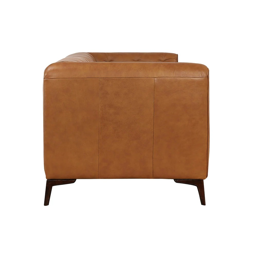 Beatnik Tan Leather Sofa Side View.