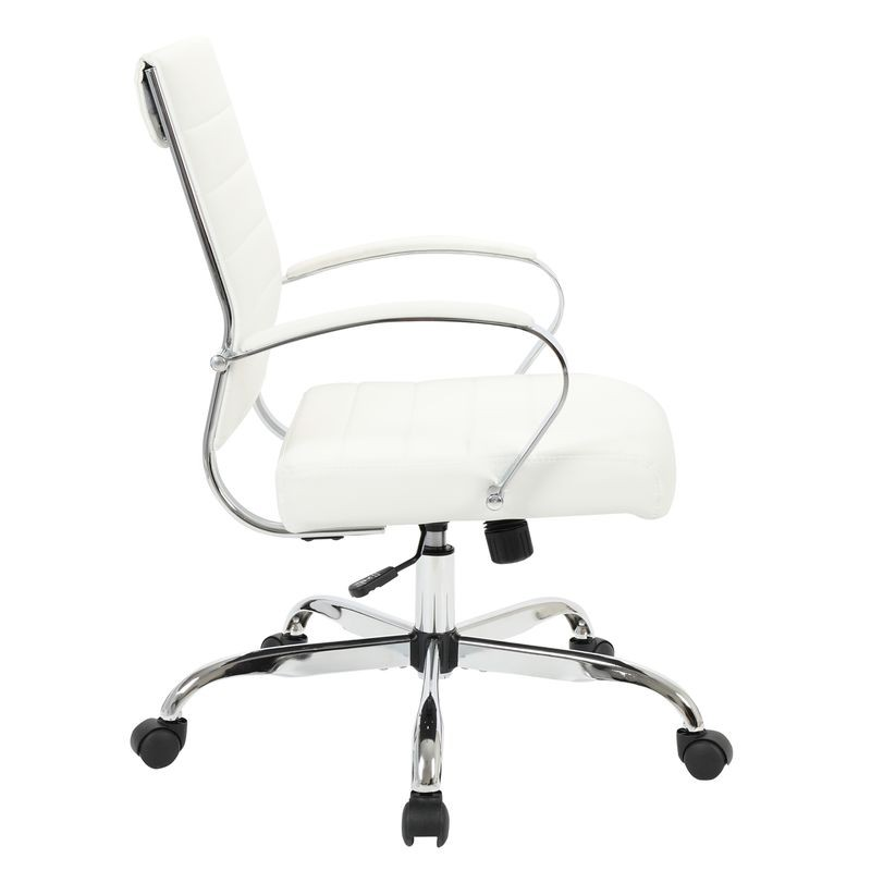 LeisureMod Benmar Leather Office Chair White Side View.