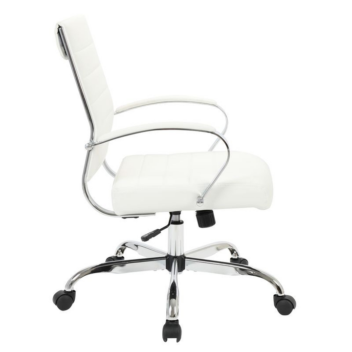 LeisureMod Benmar Leather Office Chair White Side View.