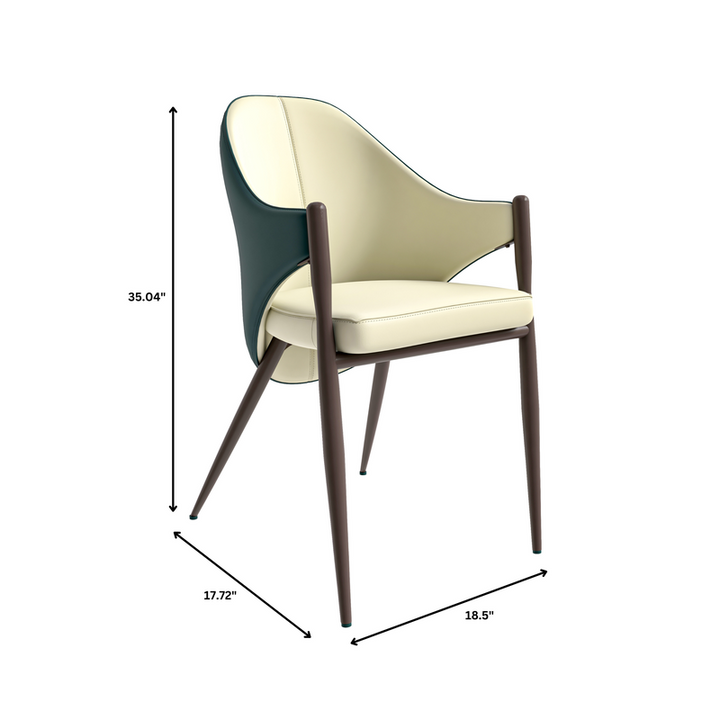 Leisuremod Sante Collection Modern Dining Chair in Cream/Green Dimensions.