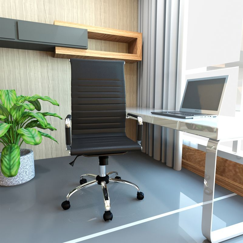 LeisureMod Harris High-Back Office Chair with Swivel Black with Background.