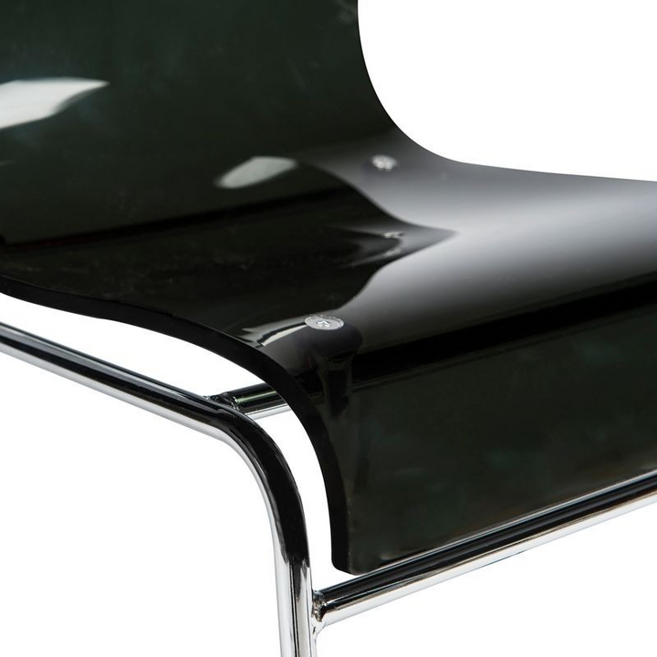 LeisureMod Lima Modern Acrylic Chair Transparent Black Closeup.