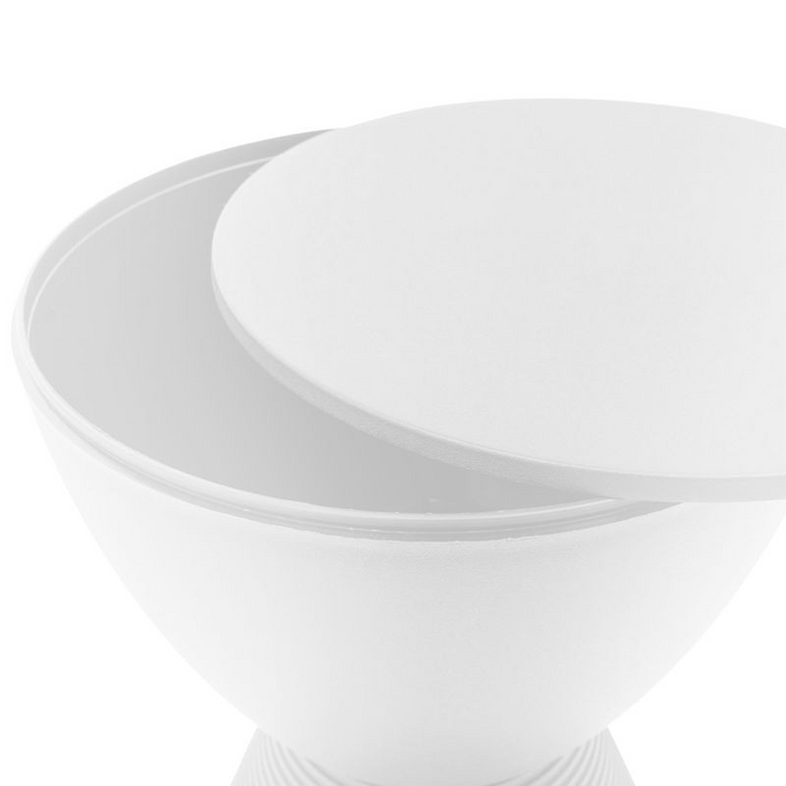 LeisureMod Modern Round Boyd Side Table White Opened.