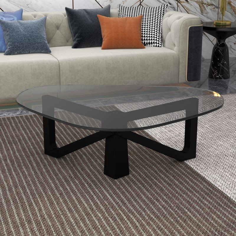 LeisureMod Imperial Triangle Coffee Table Black In Room.