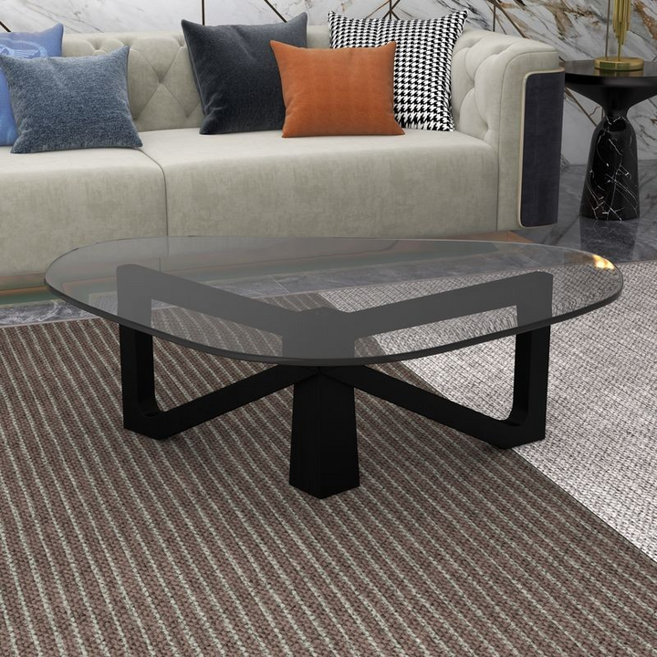 LeisureMod Imperial Triangle Coffee Table Black In Room.