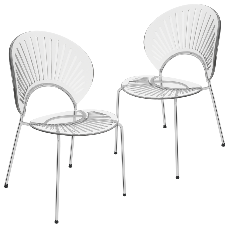 LeisureMod Opulent Series Modern Clear Dining Chair Set of 2