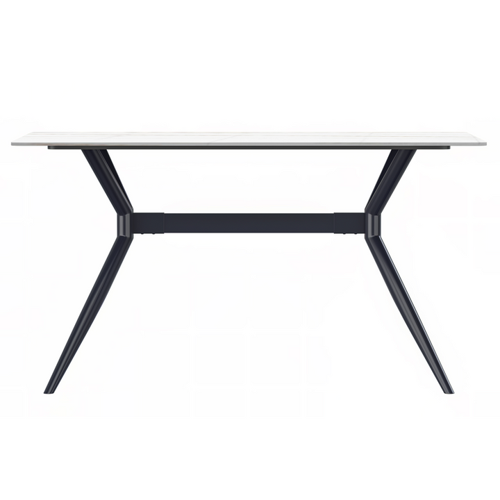 LeisureMod 7-Piece Dining Set with Rectangular Sintered Stone Dining Table and 6 Velvet Dining Side Chairs with Wicker Back Black Side Table View.