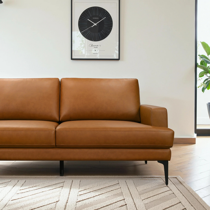 Bristol Durable Vegan Leather Left-Facing Sectional Sofa Closeup.