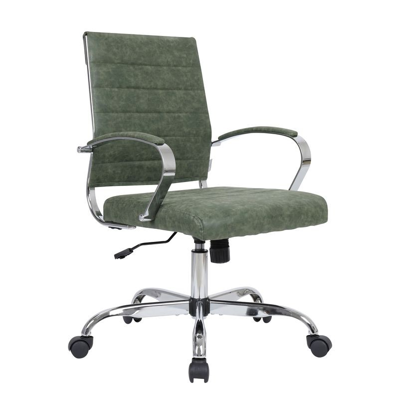 LeisureMod Benmar Leather Office Chair Green