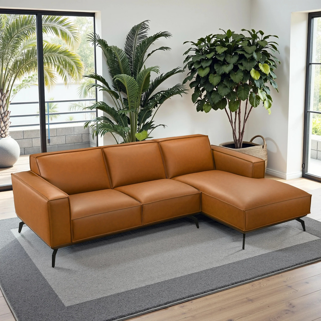 Brenham Easy Clean Modern Right Sectional Sofa and Chaise Top Angle View.