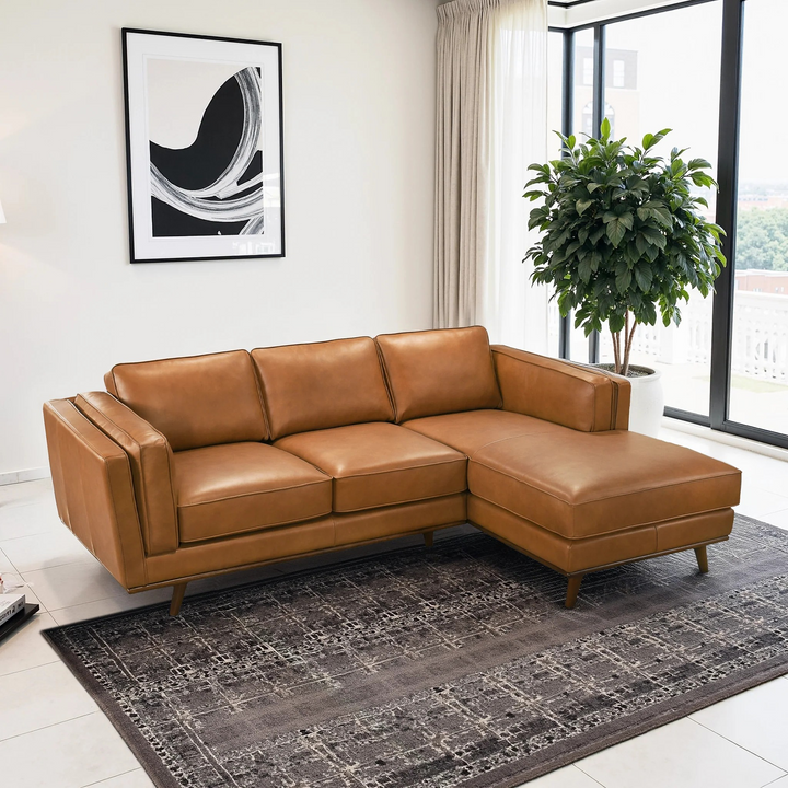 Chase Genuine Leather Sectional Right Facing Image.