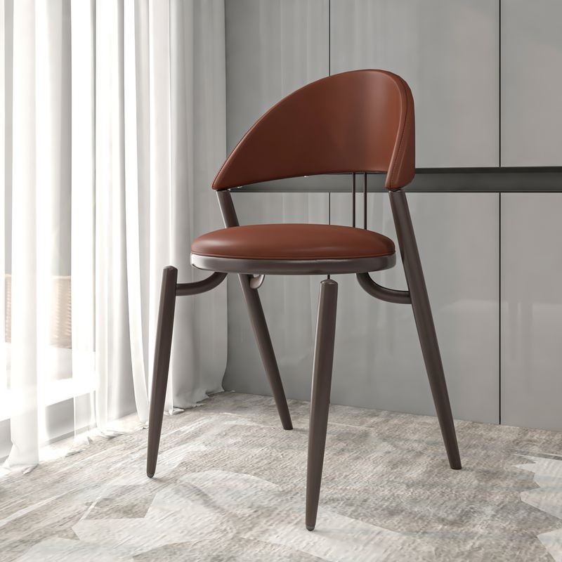 LeisureMod Venice Collection Modern Dining Chair In Dark Brown with Background.