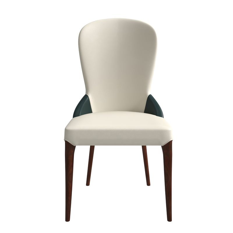 LeisureMod Havana Collection Modern Wooden Dining Chair in Green Front View.