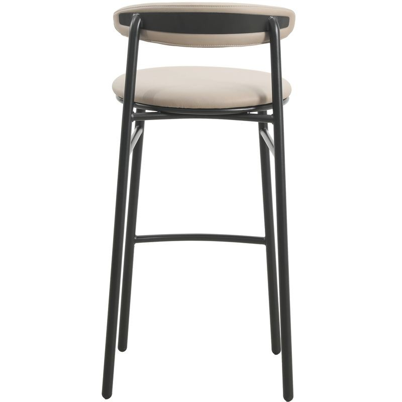 LeisureMod Lume Collection Modern Bar Stool in Dark Taupe Back View.