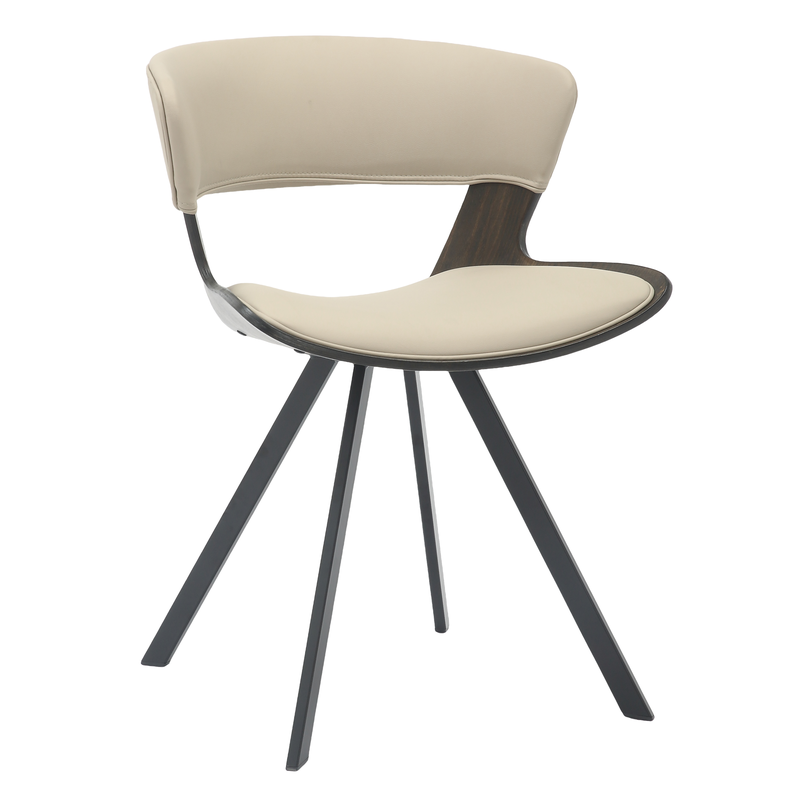 LeisureMod Wooden Dining Chair Modern Style Nymia Collection Walnut Glazed Color in Light Taupe