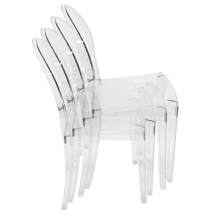 LeisureMod Marion Transparent Acrylic Modern Chair, Set of 2