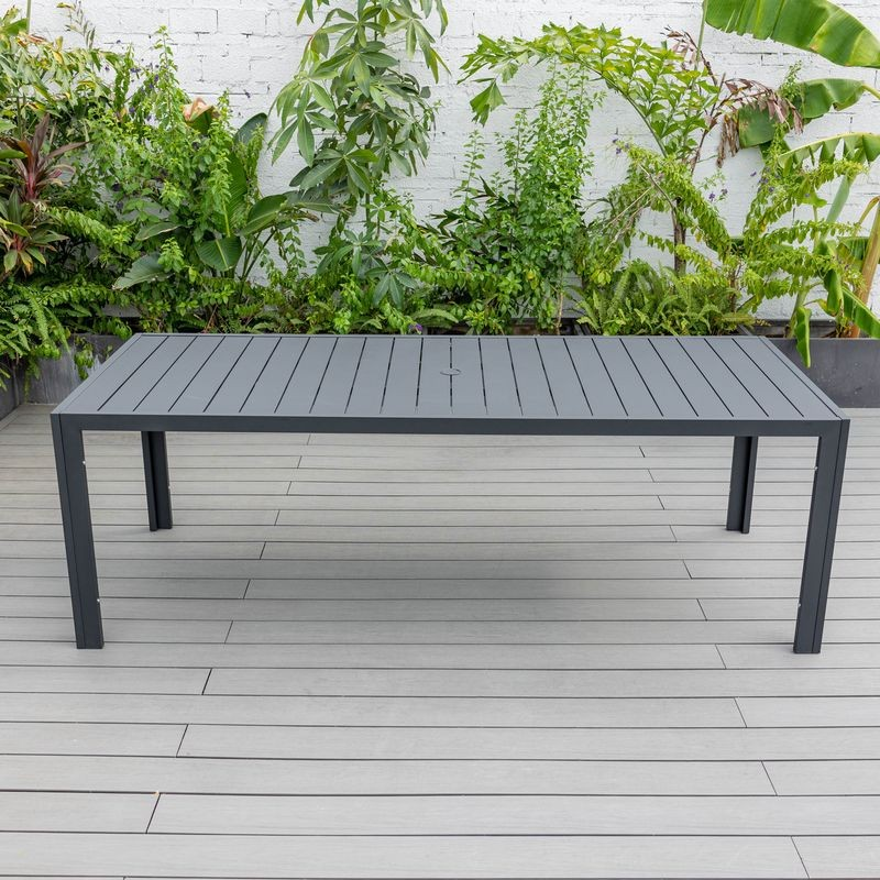 Leisuremod Chelsea Aluminum Outdoor 87" Dining Table in Black Photo.