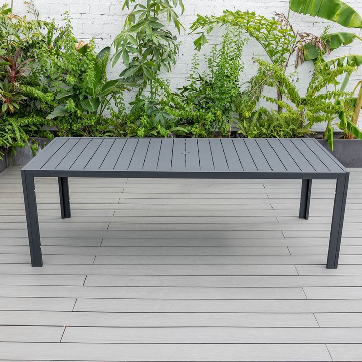 Leisuremod Chelsea Aluminum Outdoor 87" Dining Table in Black Photo.