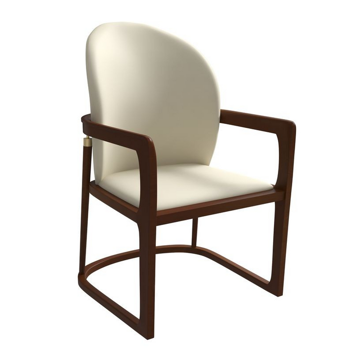 LeisureMod Svelta Elegant Wooden Dining Chair in Cream